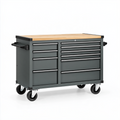 Servante d atelier 100 x 50 x 95 cm en acier gris anthracite avec plan de travail en bois et 10 tiroirs