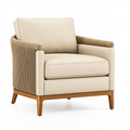 Fauteuil 92 x 85 x 88 cm en tissu beige avec piètement en bois - style contemporain pour salon